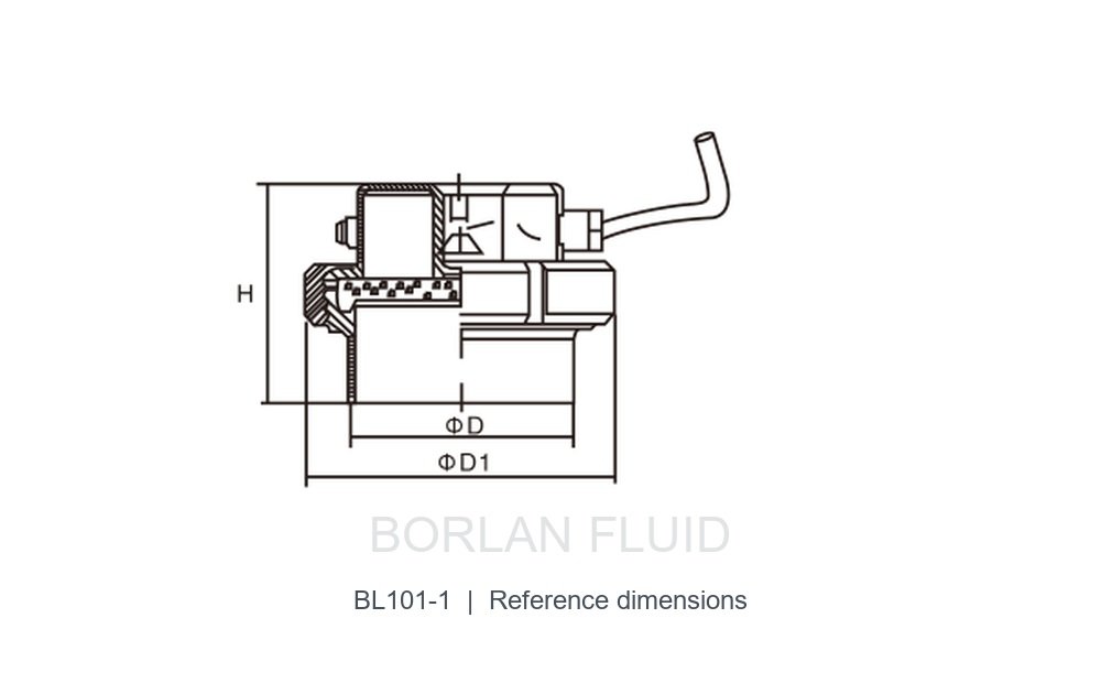 BL101-1 integrated union sight glass light catalog section drawing with D, D1 and H dimensions