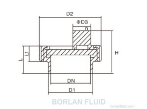Catalog section drawing for BL401-3 integrated union sight glass light labeled D1 D2 D3 H L and L1