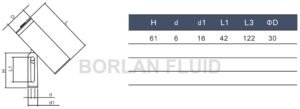 BL901-1 battery sight glass spotlight bracket catalog drawing with H 61 d 6 d1 16 L1 42 L3 122 and diameter D 30 millimeters